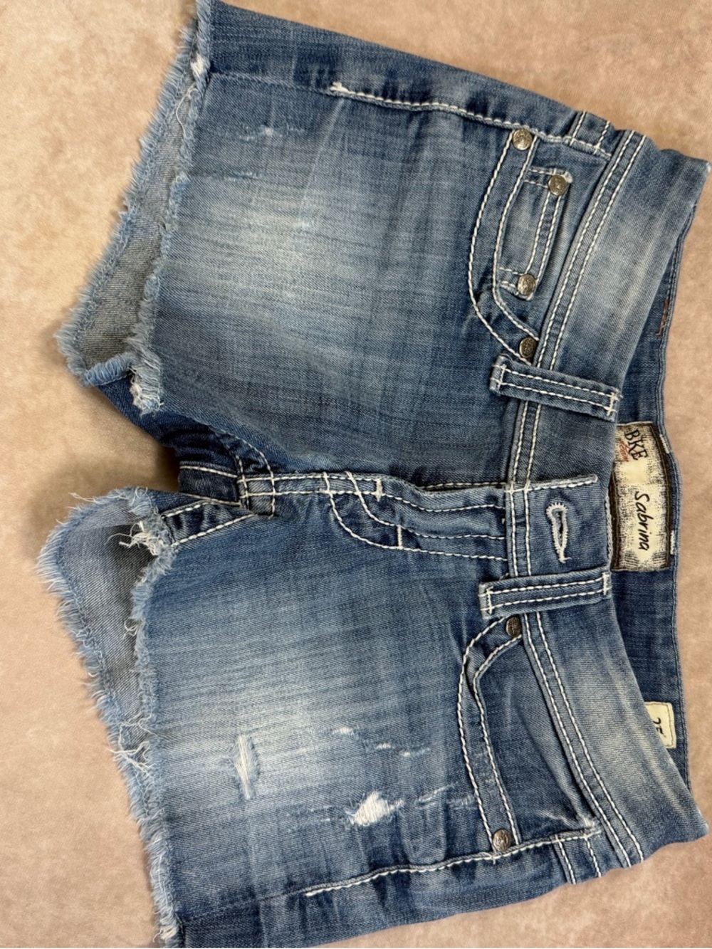 BKE Sabrina Light Blue Distressed Denim Shorts